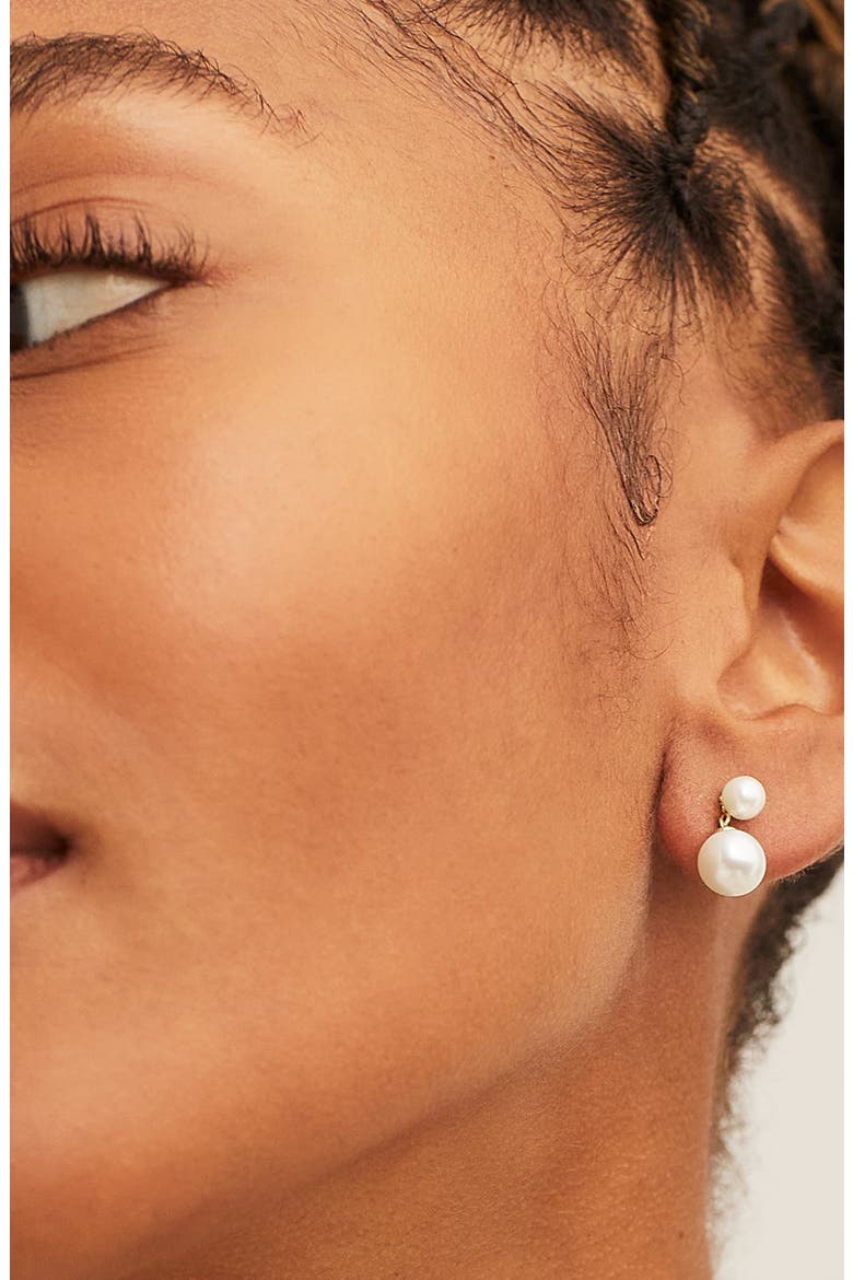Essential Pearl Drop Earrings, Alternate, color, Pearl
