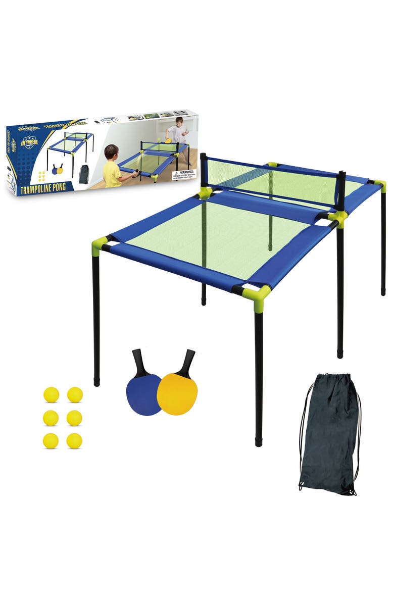 Anywhere Sports Trampoline Pong 10Pc Portable Table Tennis Game Set, Bouncy, Main, color, Multicolored