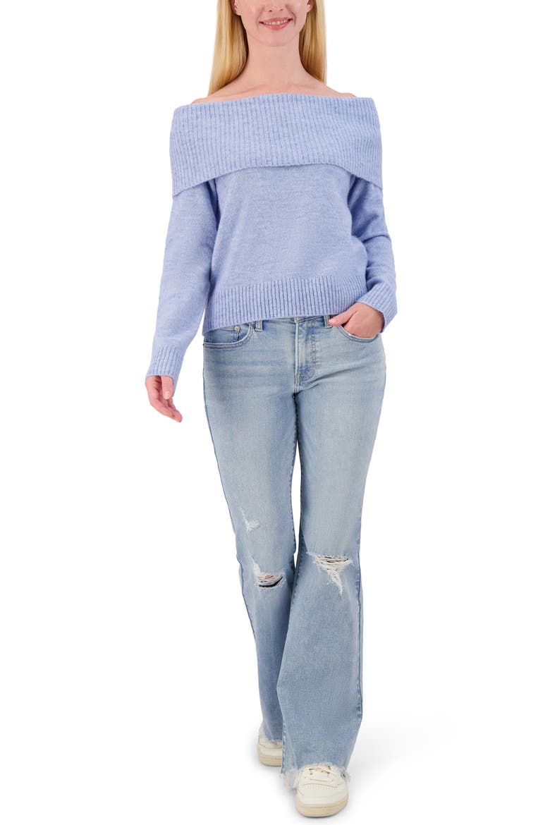 Off the Shoulder Sweater, Alternate, color, HEATHER LIGHT BLUE