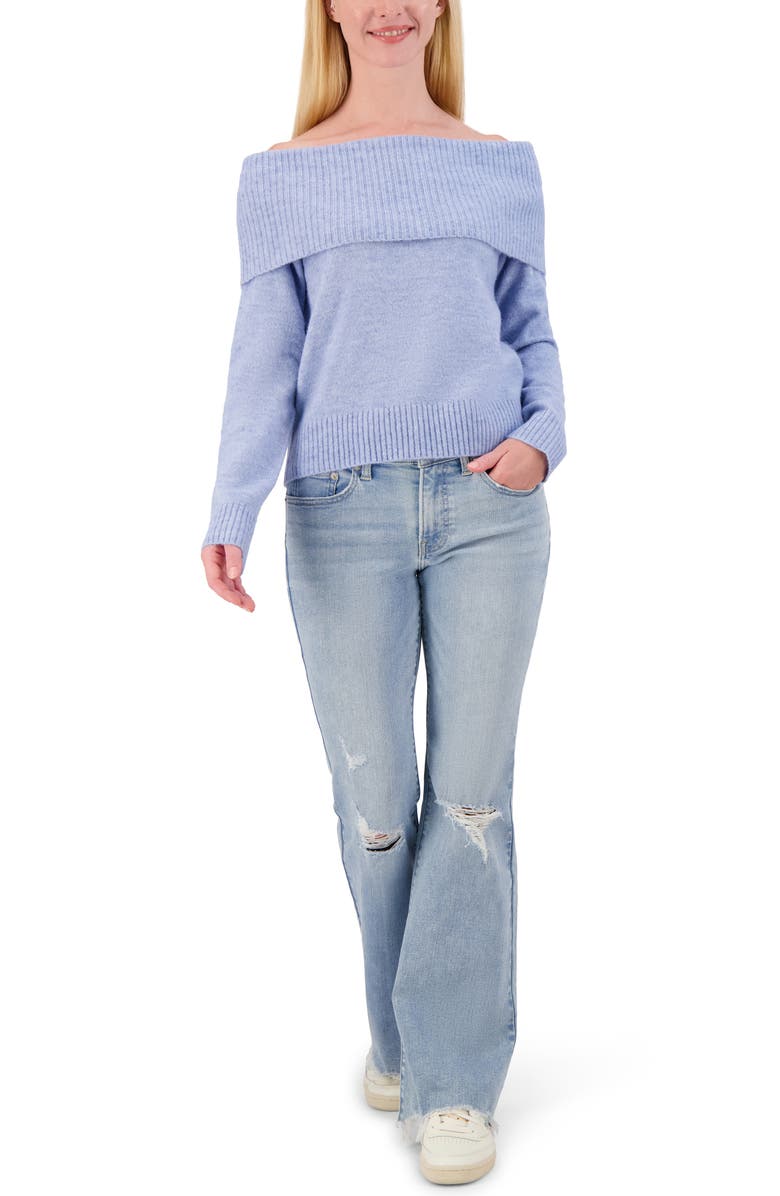 Lucky Brand Off the Shoulder Sweater, Alternate, color, Heather Light Blue