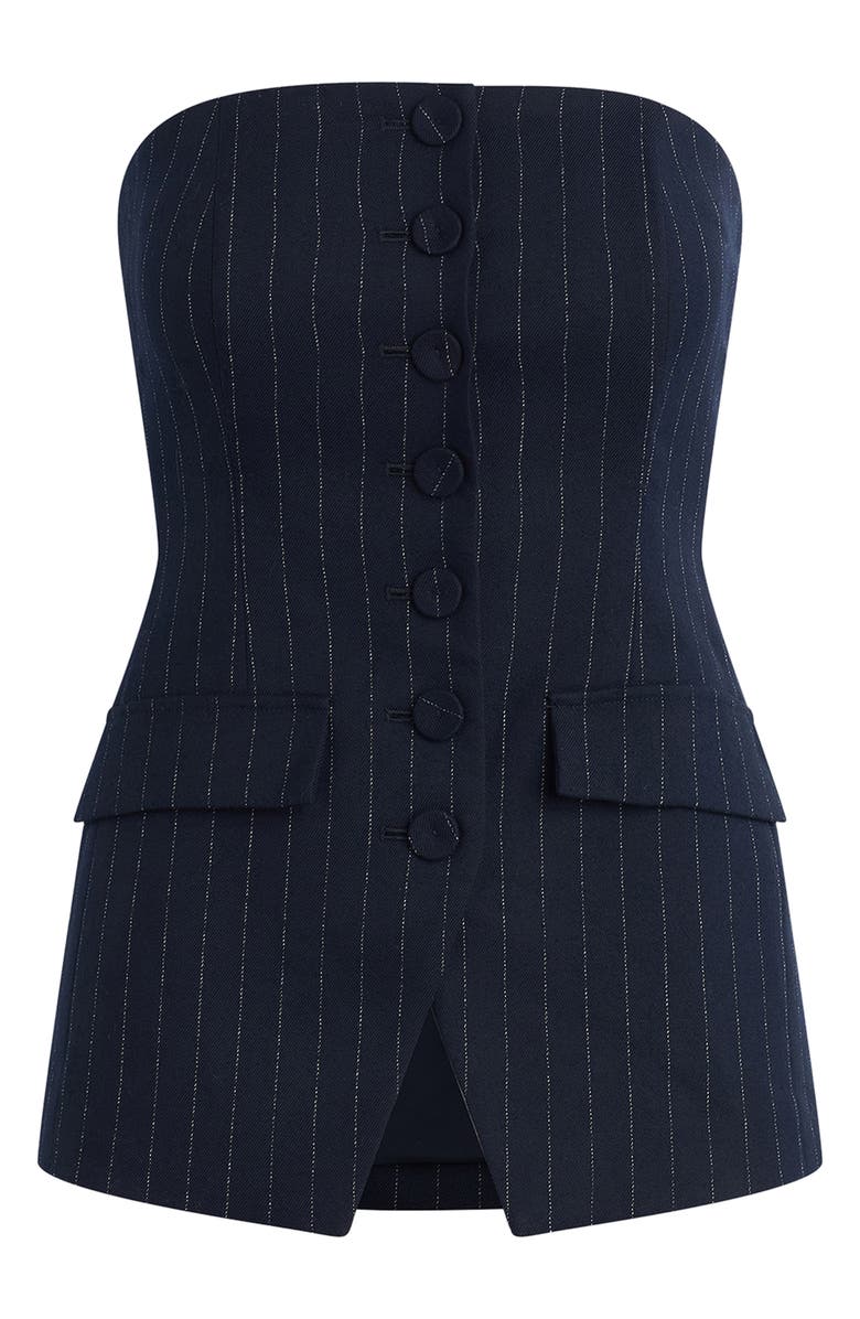 Favorite Daughter The Phoebe Pinstripe Bustier Top, Alternate, color, Navy Pinstripe