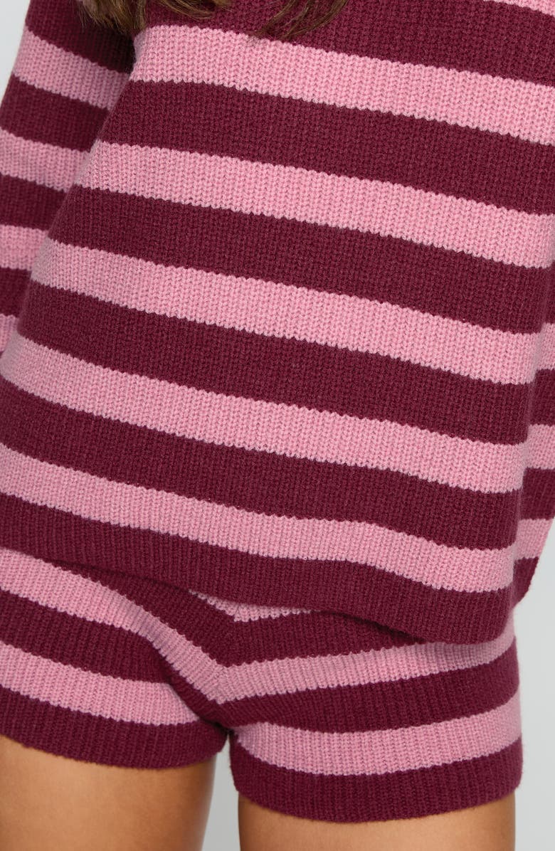 Princess Polly Whole New World Stripe Knit Sweater & Shorts Set, Alternate, color, Pink Stripe