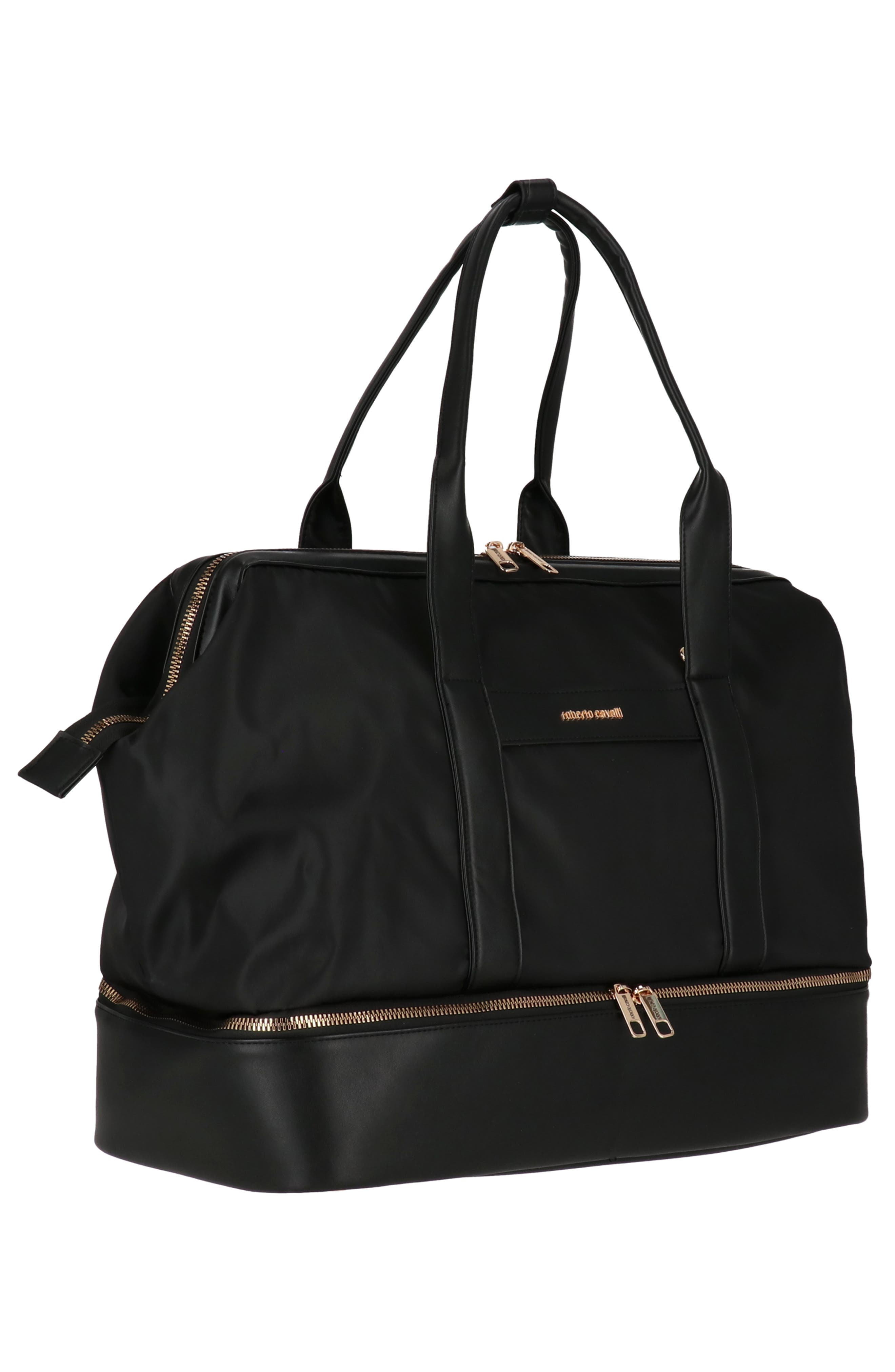 Roberto Cavalli Travel Drop Bottom Nylon Duffle Bag, Alternate, color, 