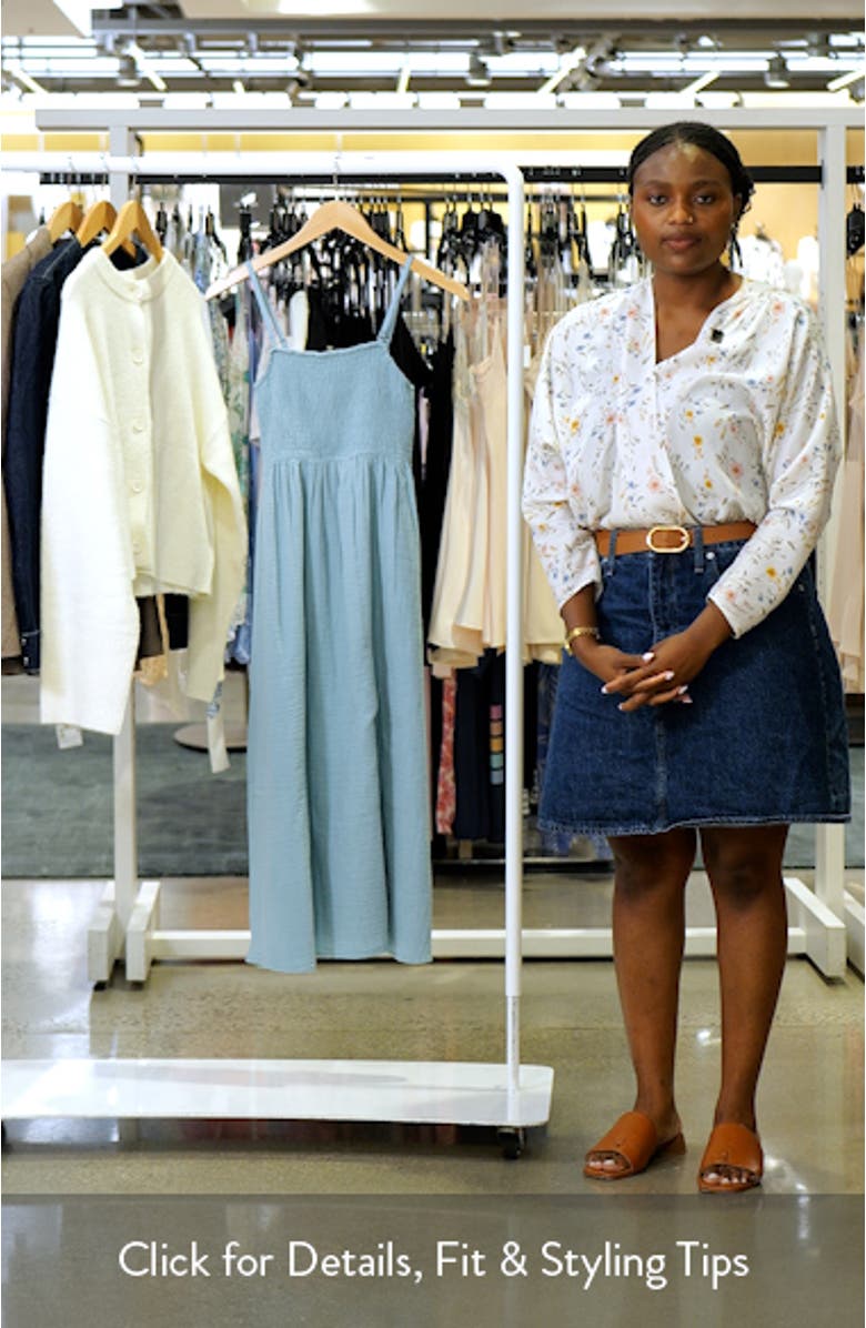 Off the Coast Smocked Bodice Cotton Midi Dress, sales video thumbnail