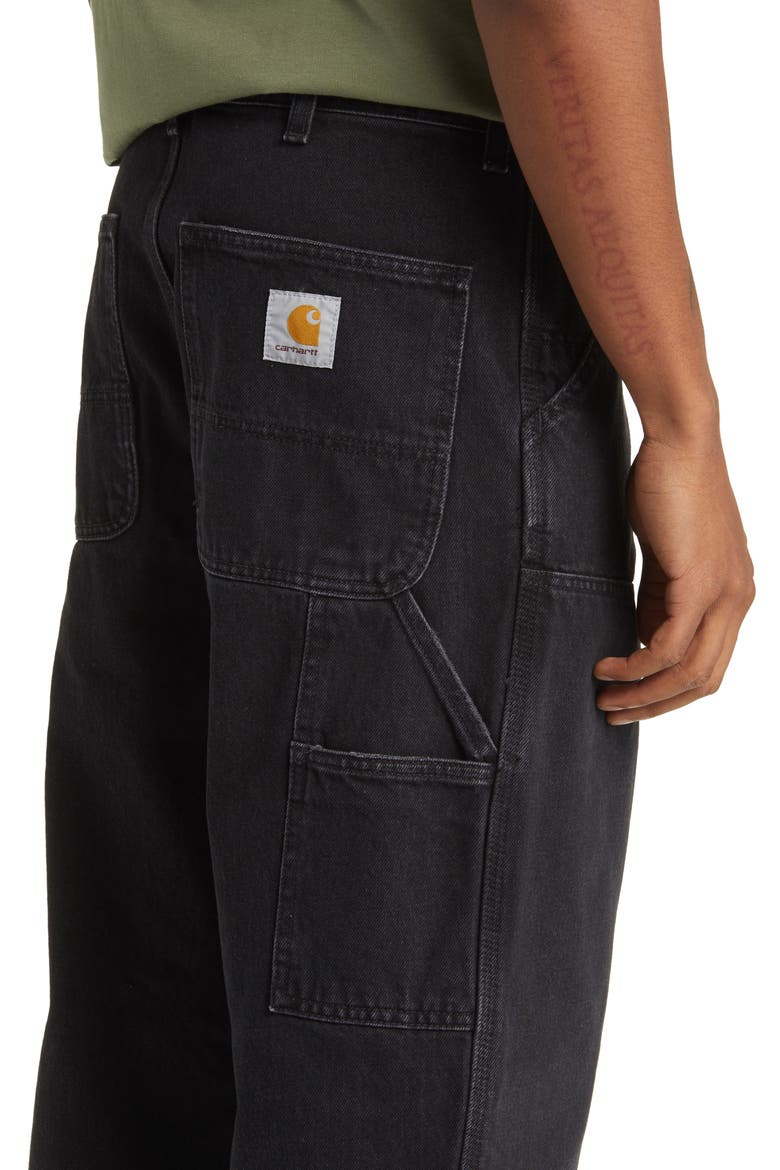 Double Knee Work Jeans, Alternate, color, BLACK STONE WASHED