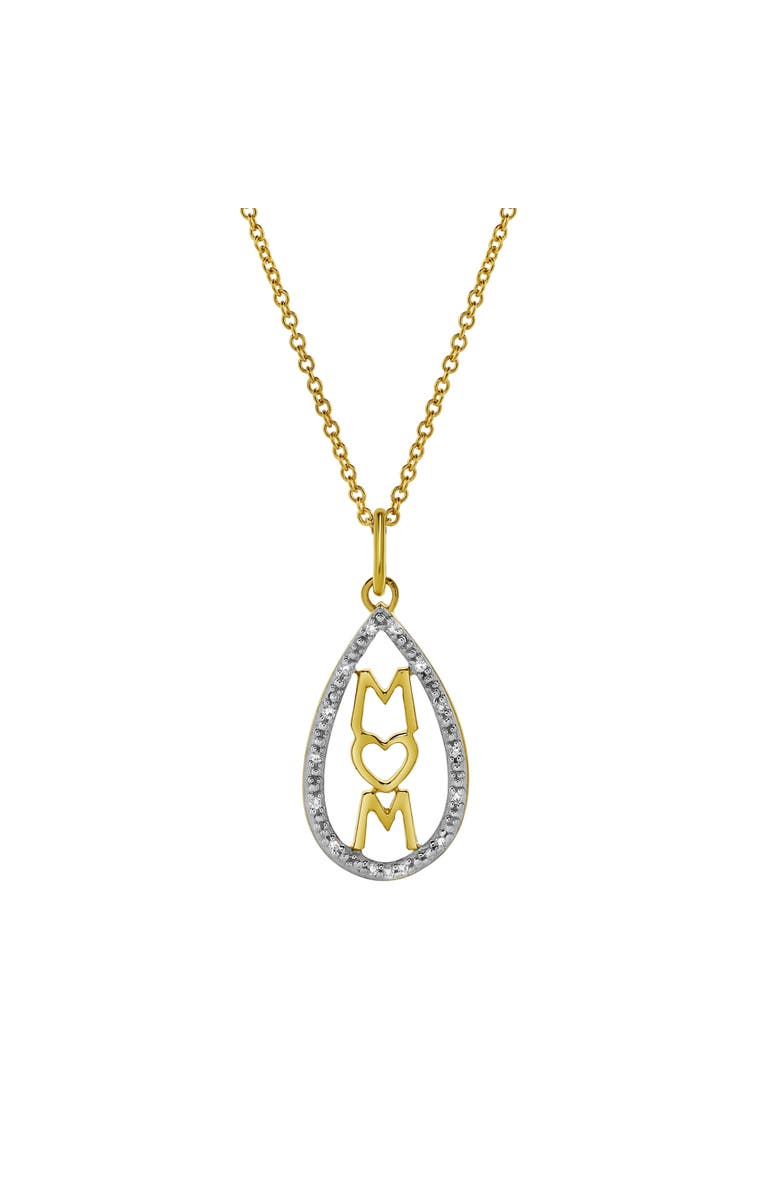 LuvMyJewelry Teardrop Mom Diamond Pendant Necklace in 10K Yellow Gold, Main, color, 10K Yellow Gold