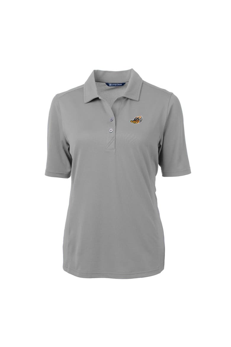 Women's Cutter & Buck Gray Akron RubberDucks Virtue DryTec Eco Pique Recycled Polo, Alternate, color, Gray