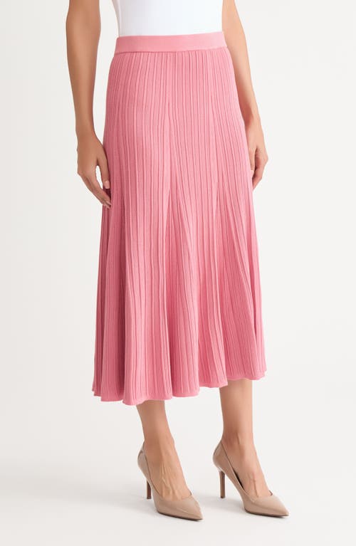 Misook Flared Ribbed Soft Knit Midi Skirt
