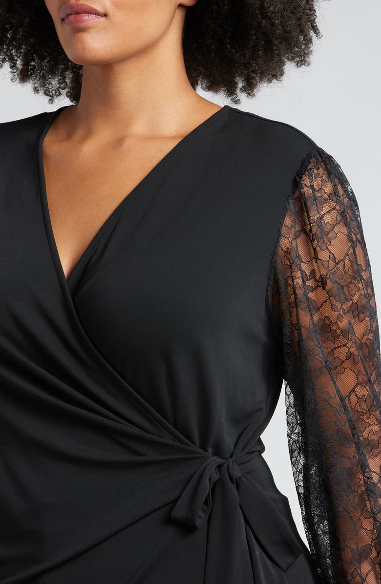 Anne Klein Mixed Media Wrap Top, Alternate, color, 