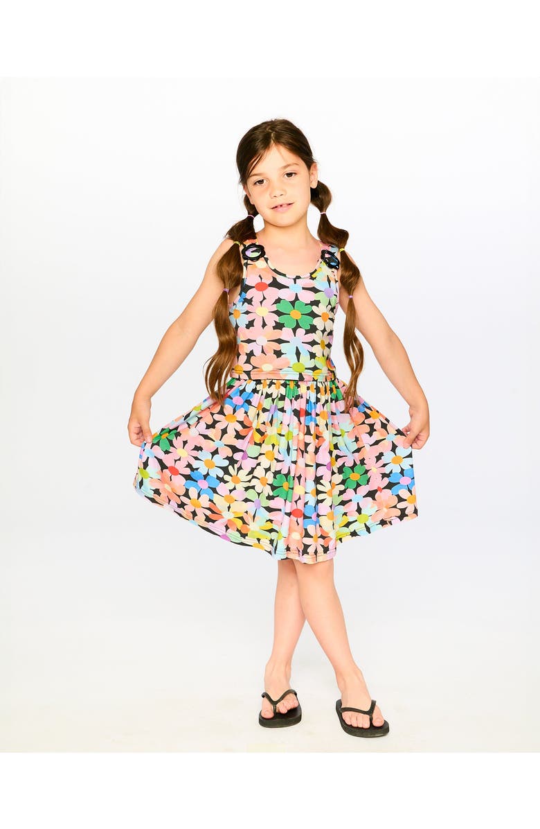 Deux par Deux Sleeveless Flowers Dress, Alternate, color, Black Floral Print