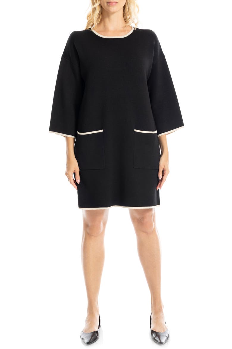 Shift Sweater Dress, Main, color, BLACK/ BONE