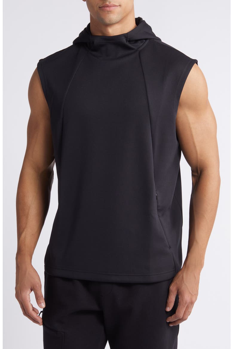 Arch Sleeveless Hoodie, Main, color, BLACK