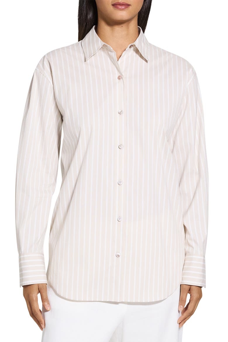 Stripe Cotton Button-Up Shirt, Main, color, SDMU