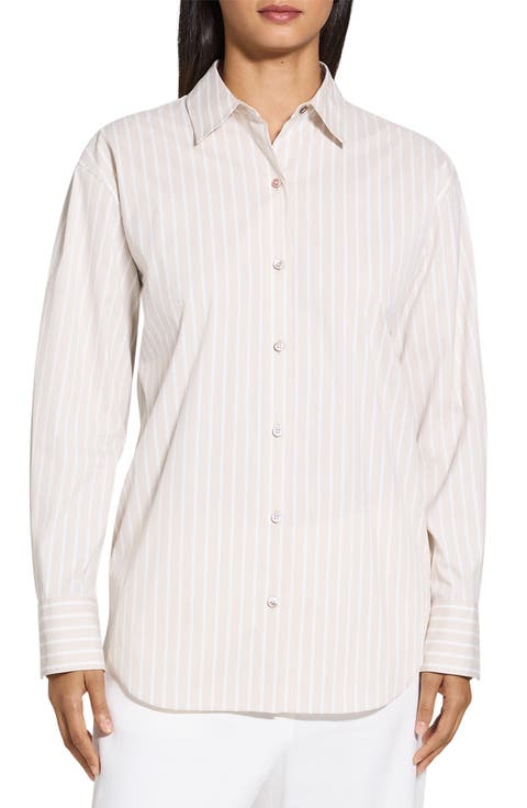 Stripe Cotton Button-Up Shirt