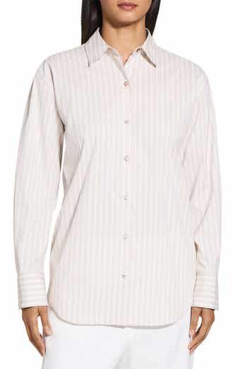 Theory Stripe Cotton Button-Up Shirt