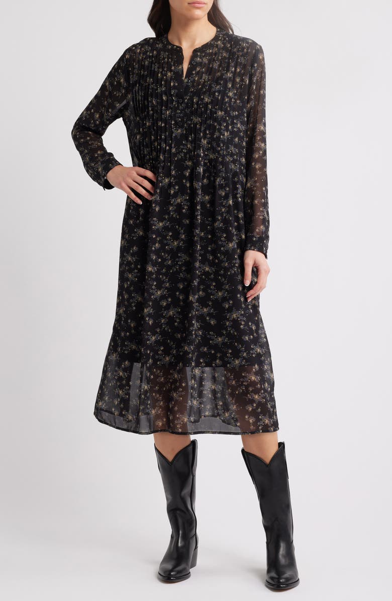 Treasure & Bond Floral Print Long Sleeve Midi Dress, Main, color, 