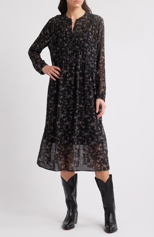 TREASURE & BOND TREASURE & BOND FLORAL PRINT LONG SLEEVE MIDI DRESS