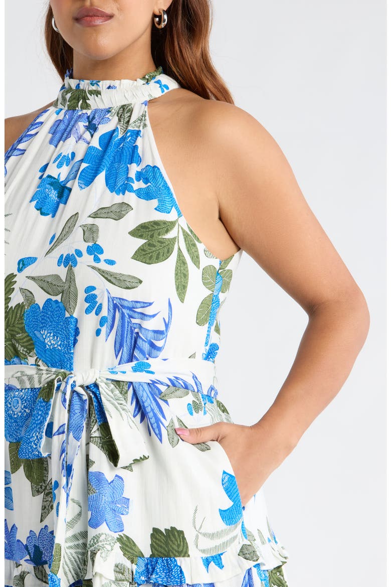 Zurie Siana Floral Halter Dress, Alternate, color, WHITE/ BLUE/ GREEN