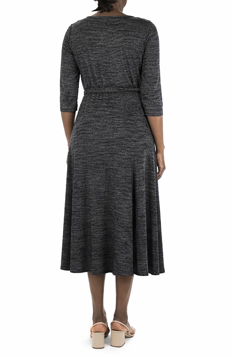 Nina Leonard Sylvia Belted Knit Midi Dress, Alternate, color, Dark Grey