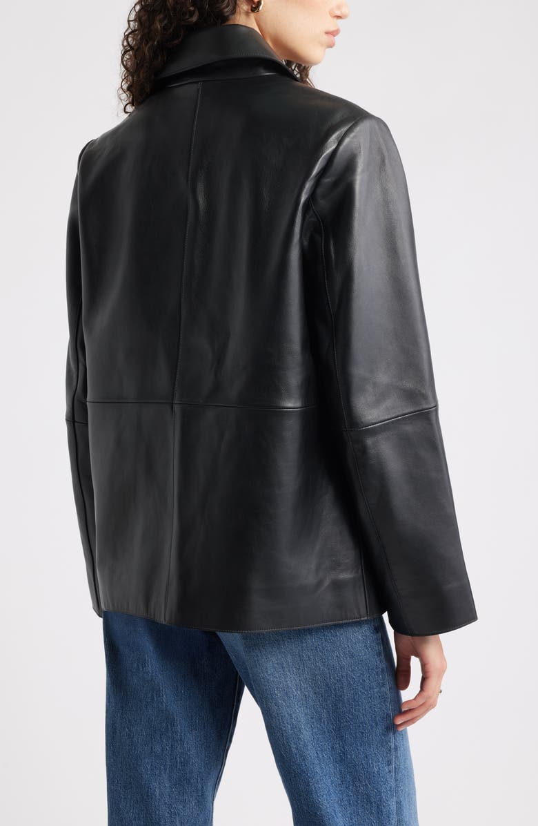 Nordstrom Leather Shirt Jacket, Alternate, color, Black