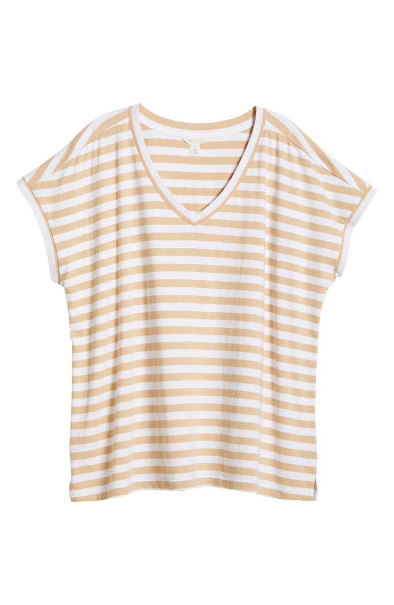 Caslon<sup>®</sup> Stripe V-Neck Cotton T-Shirt, Main, color,