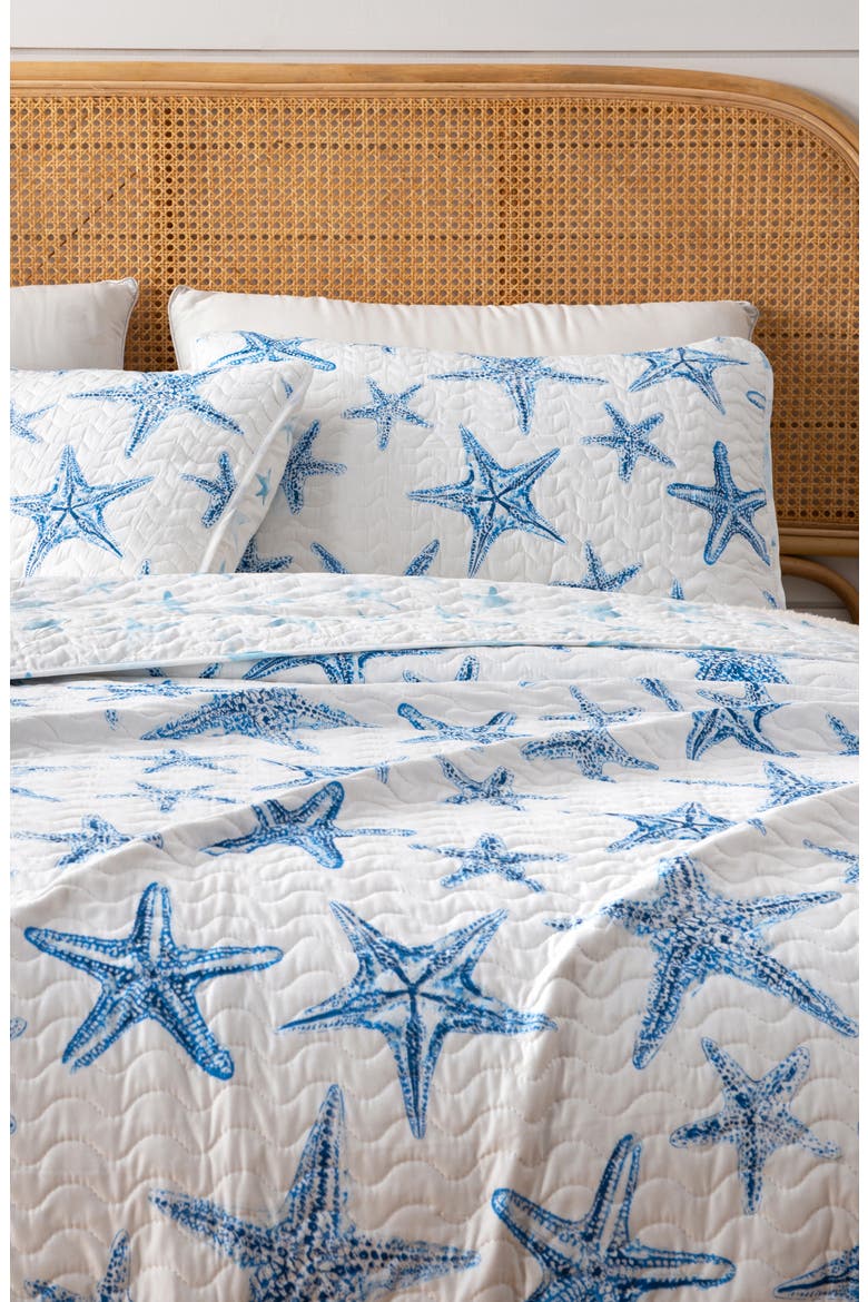 Blue Starfish Quilt Set, Alternate, color, BLUE