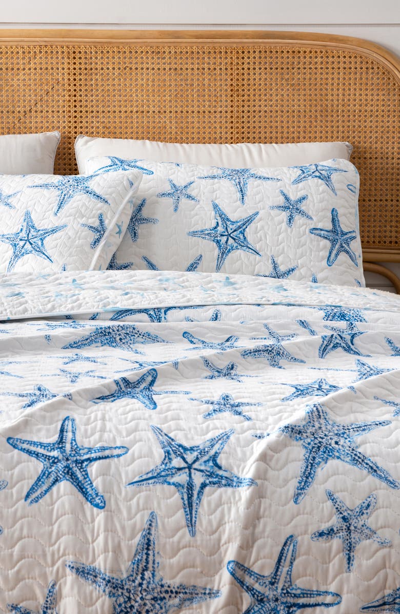 Woven & Weft Blue Starfish Quilt Set, Alternate, color, Blue