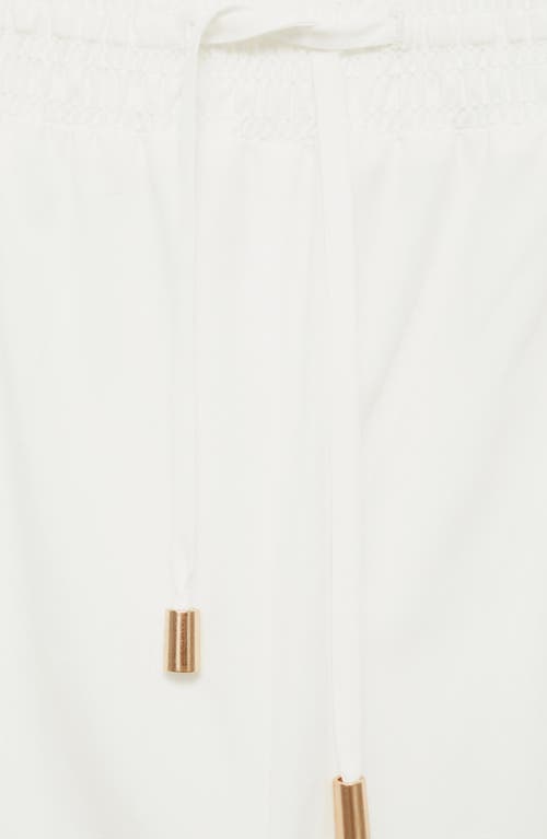 Mango Cotton Drawstring Pants In White