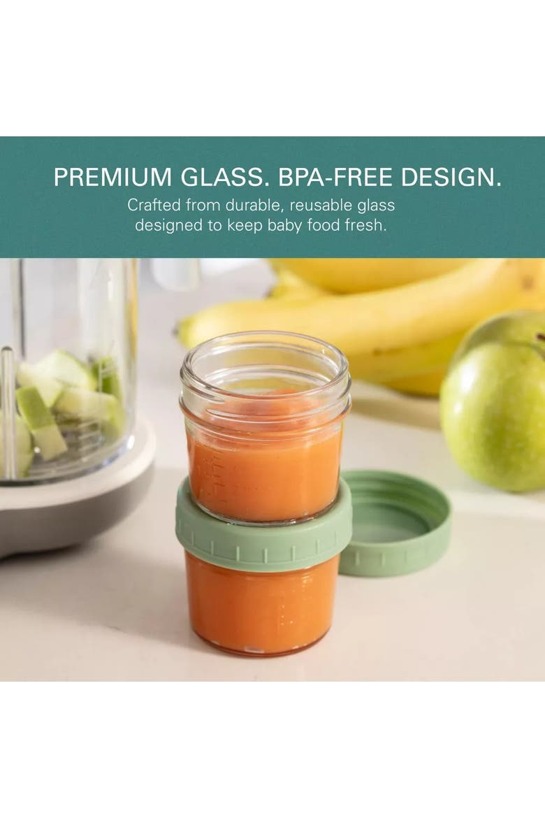 Glass Baby Food Storage Jars with Compact Baby Food Steamer and Blender Set, Alternate, color, White
