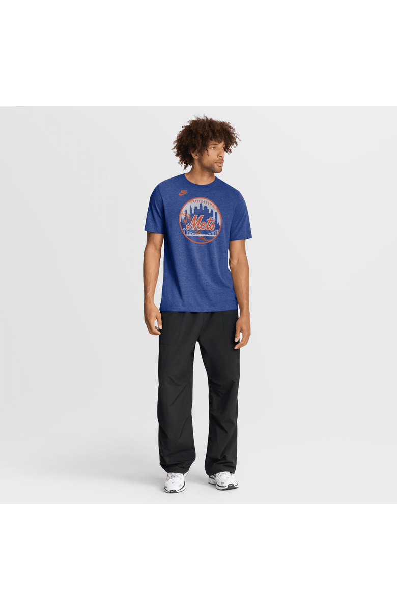 Nike Men's Nike Heather Royal New York Mets Cooperstown Logo Tri-Blend T-Shirt, Alternate, color, Heather Royal