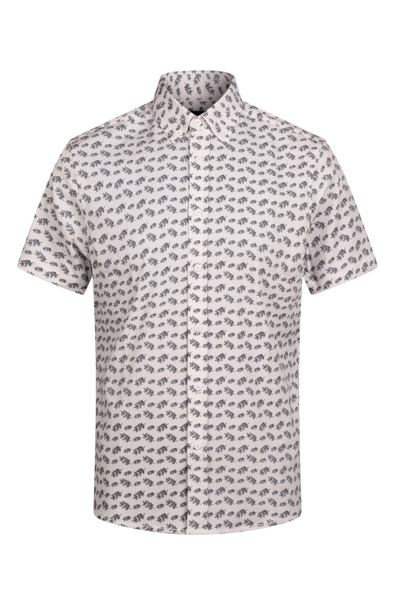 Report Collection Disty Short Sleeve Seersucker Button-Up Shirt, Alternate, color, 01 White