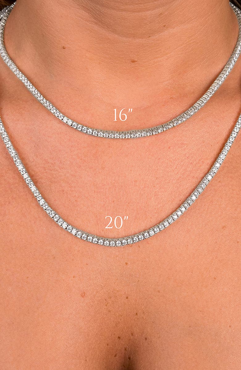Sterling Forever Cubic Zirconia Tennis Necklace, Alternate, color, Silver