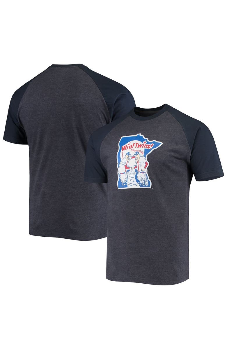 STITCHES Men's Stitches Heathered Navy Minnesota Twins Raglan T-Shirt, Main, color, 