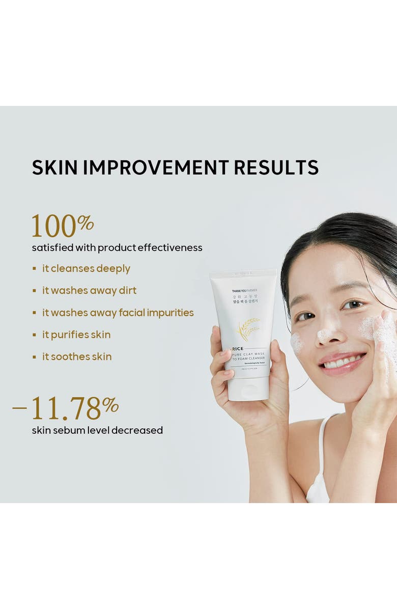 THANK YOU FARMER Rice Pure Clay Mask to Foam Cleanser, Alternate, color, White
