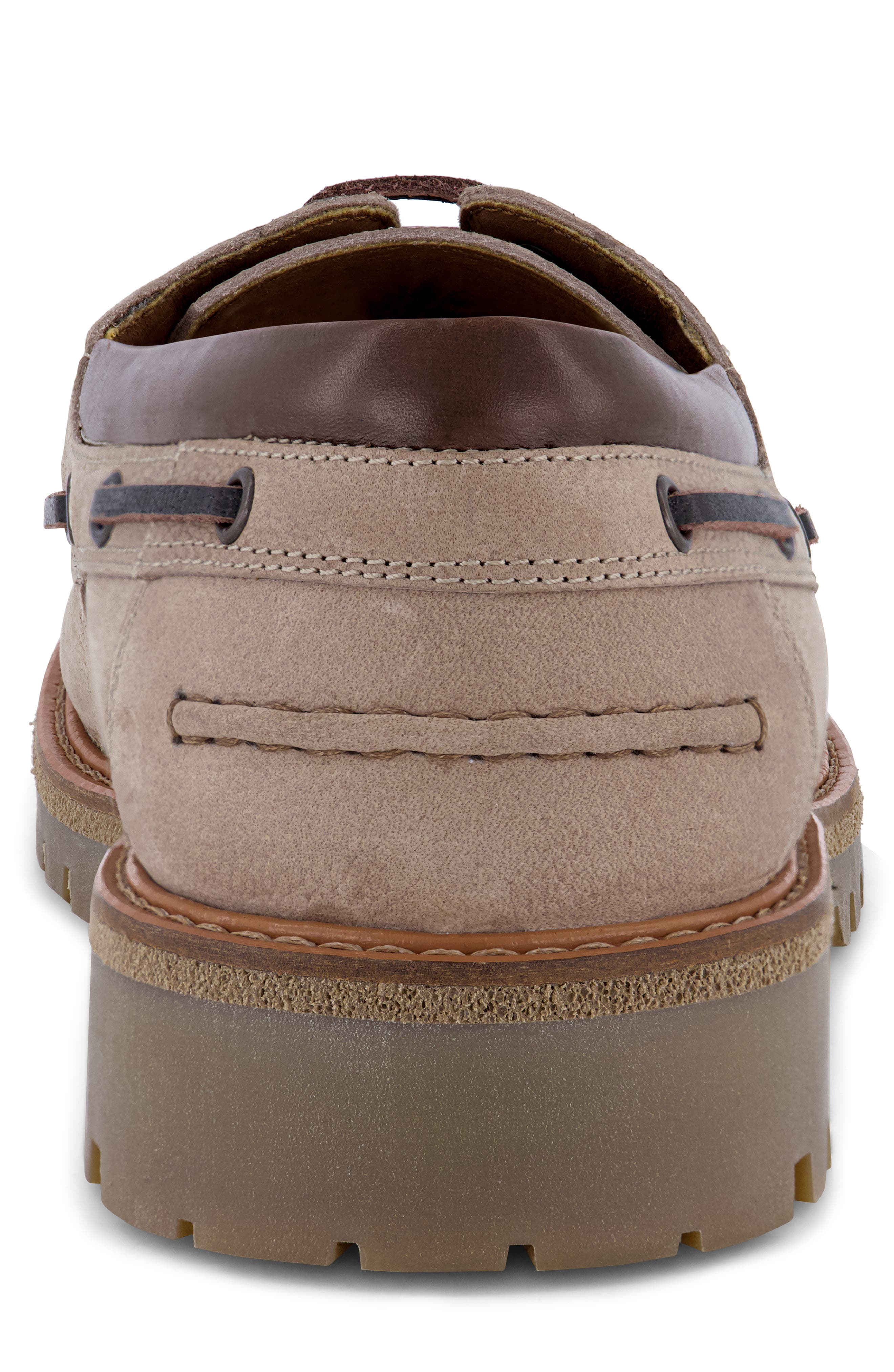 KARL LAGERFELD PARIS Safran Textured Leather Boat Shoe, Alternate, color, Tan