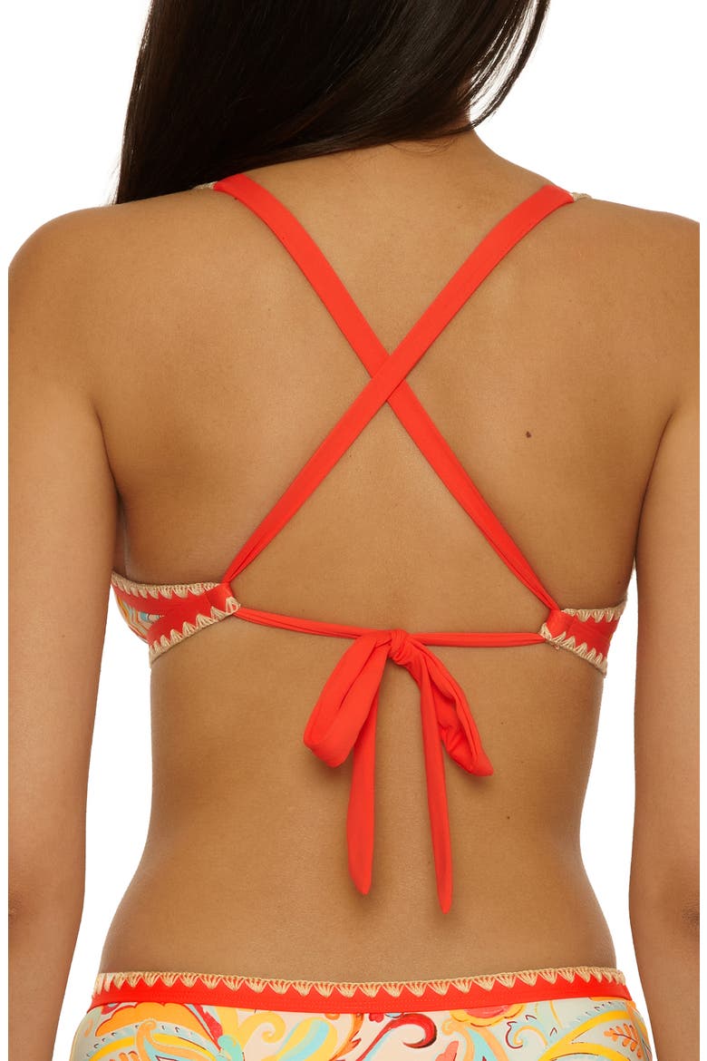 Phuket Embroidered Trim Bikini Top, Alternate, color, ORANGE MULTI