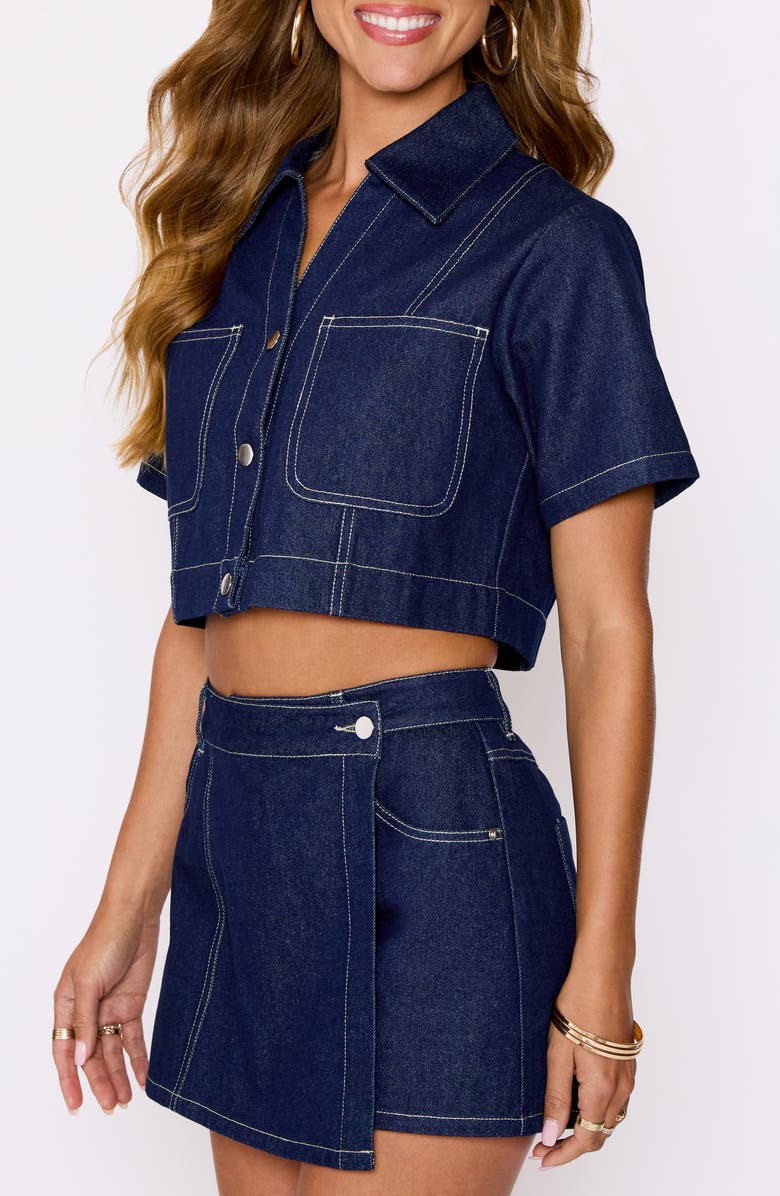 VICI Collection Rowan Denim Crop Top, Alternate, color, Dk Denim Blue