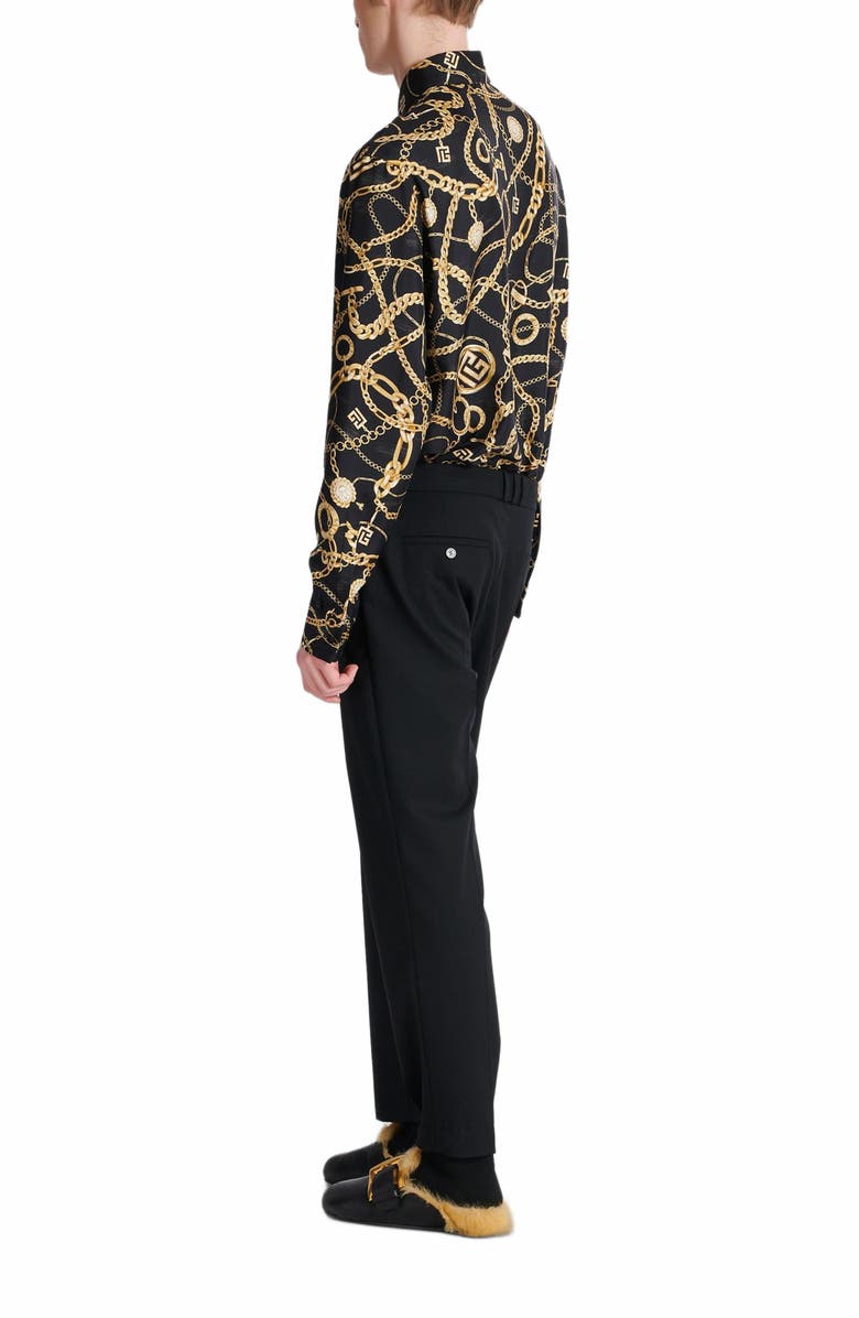 Balmain Straight-Leg Tailored Wool Trousers, Alternate, color, Black