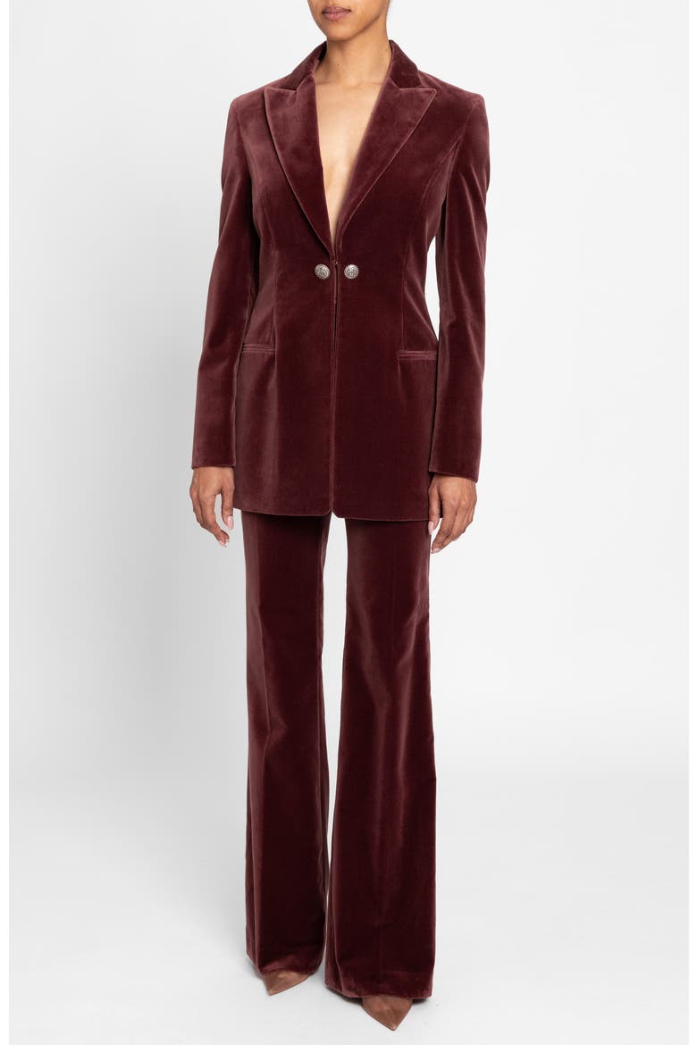 Elizabeth Flared Leg Pant in Luxury Velvet, Alternate, color, DUSTY MAUVE