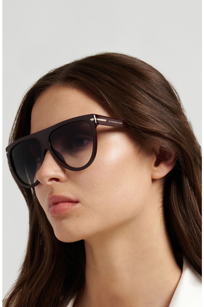 60mm Flat Top Square Sunglasses, Alternate, color, BURGUNDY/ DARK GREY SF