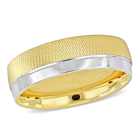 6mm Textured Wedding Band 14k Two-Tone