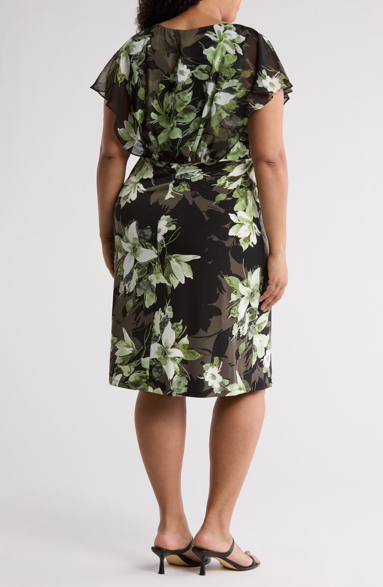 Connected Apparel Floral Chiffon Sleeve Sheath Dress, Alternate, color,