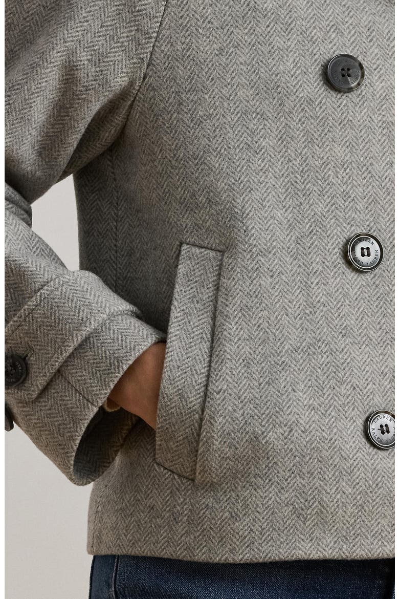 Herringbone Crop Wool Blend Peacoat, Alternate, color, GREY CREAM HERRINGBONE