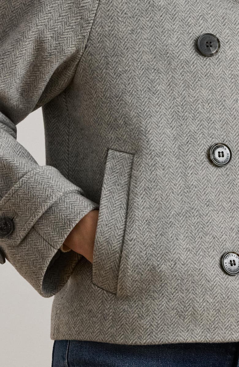 Lauren Ralph Lauren Herringbone Crop Wool Blend Peacoat, Alternate, color,