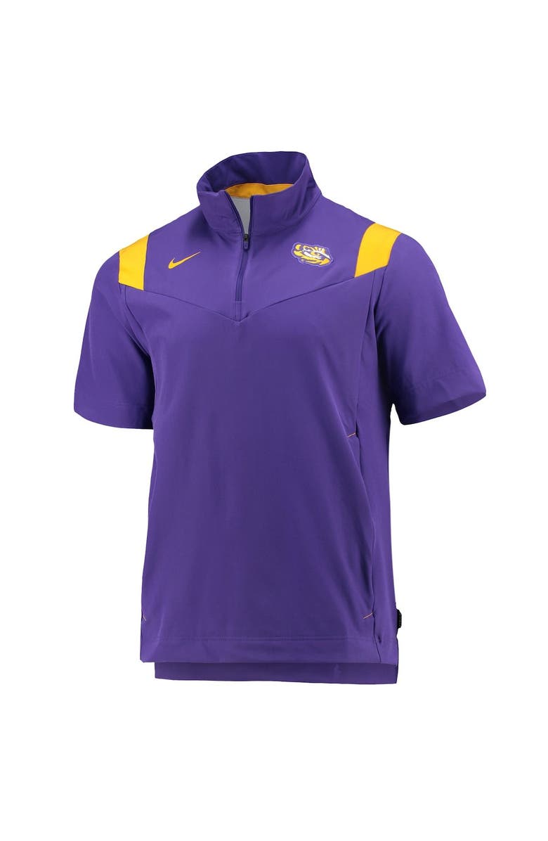 Nike Men's Nike Purple LSU Tigers 2021 Coaches Short Sleeve Quarter-Zip Jacket, Alternate, color, 