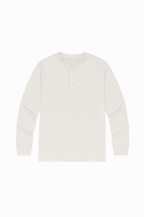 Benben Mens Long Sleeve Henley Shirt In White