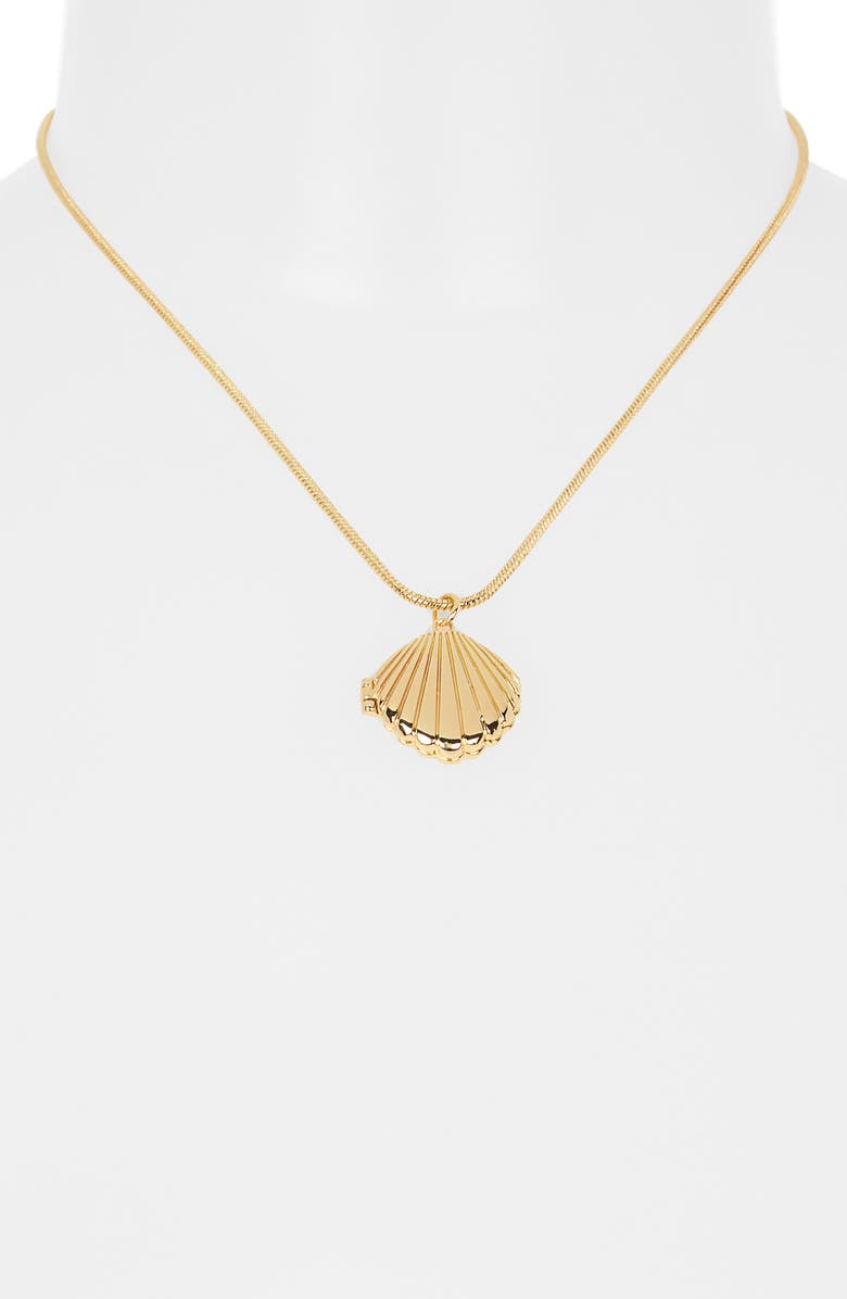 Leith The World Is Your Oyster Shell Locket Necklace, Alternate, color, Gold