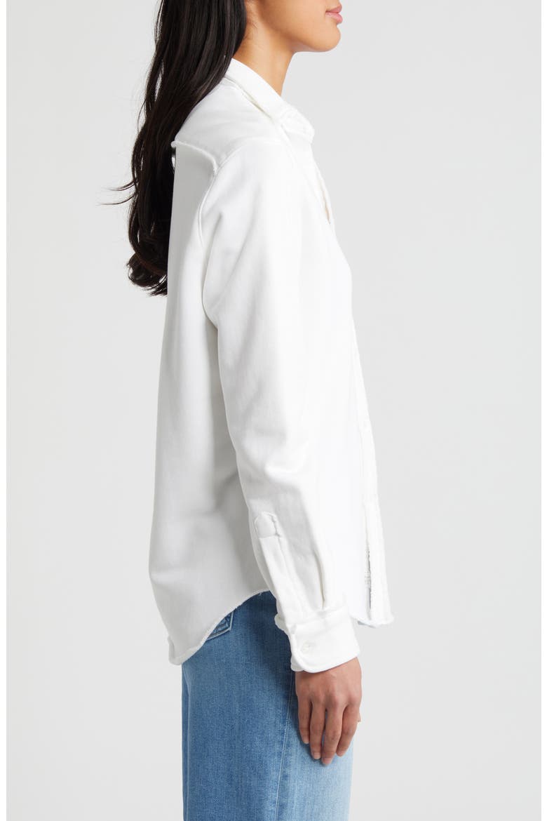 Eileen Relaxed Terry Button-Up Shirt, Alternate, color, WHITE