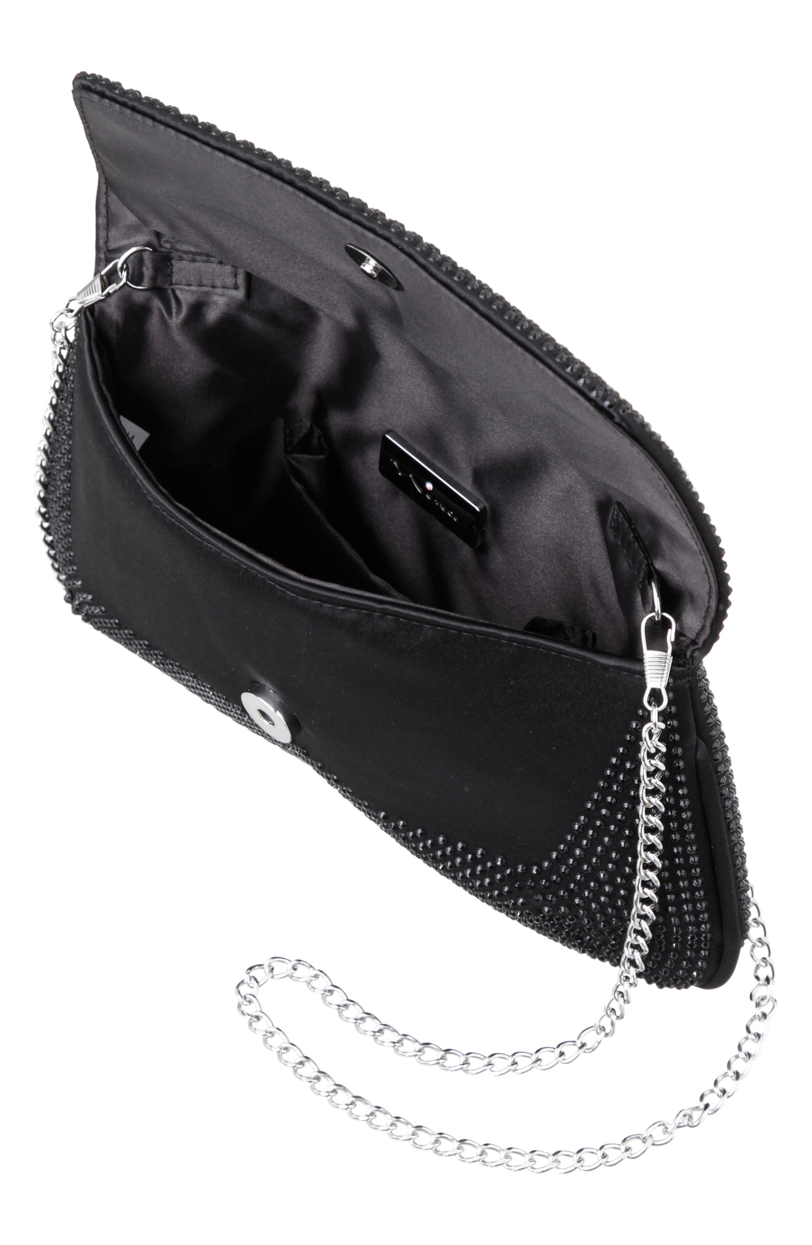 Nina Rommy Crystal Embellished Clutch, Alternate, color, Black
