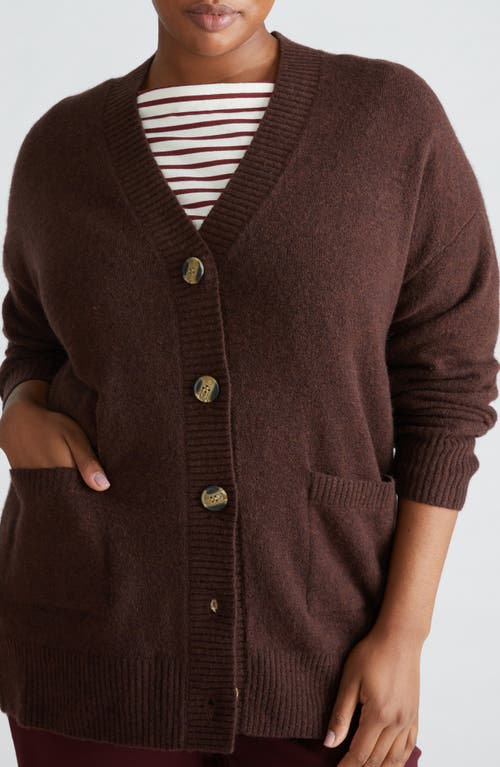 Universal Standard Fuzzy Cardigan in Heather Brown 